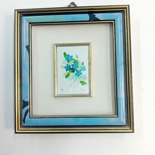 Quadro fiori turchesi rilievo - fiori,